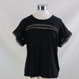 Burberry Blk W Lace Detsil T Shirt.
